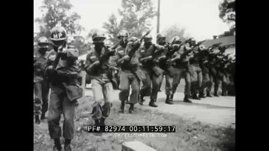 U.S. ARMY RIOT CONTROL TECHNIQUES OPERATIONS 1965 FORT BELVOIR TRAINING FILM TEAR GAS 82974