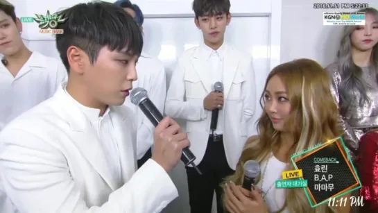 161111 Hyolyn, B.A.P., Mamamoo Interview @Music Bank