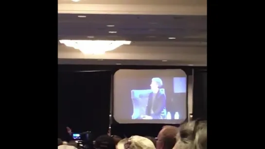 Peter Capaldi answering questions at ReGenerationWho 2018