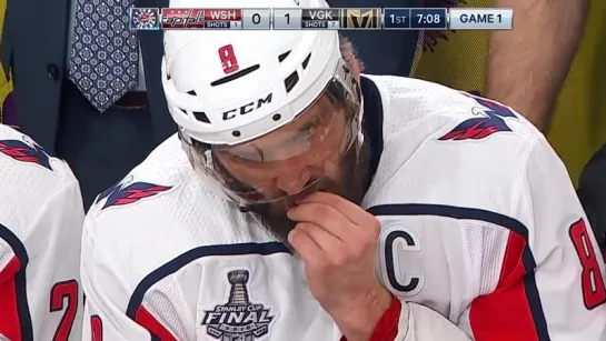 Alex Ovechkin takes puck to face, barely flinches