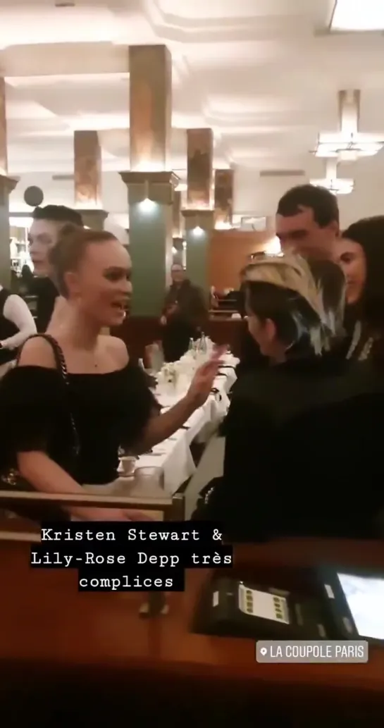 Kristen Stewart, Margaret Qualley and Lily-Rose Depp at the post Chanel show dinner