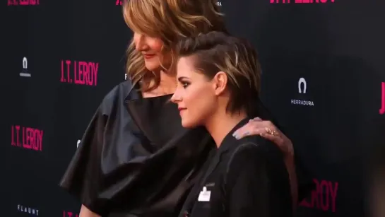 Kristen Stewart and Laura Dern pose for photos at the premiere of J.T. Leroy in LA - April 24