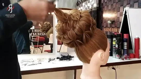 Advance Flower High Bun Full Tutorial 2020Raja Jafri Hair Design Academy