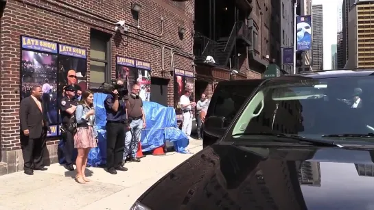 Emma Stone arriving at Letterman Show