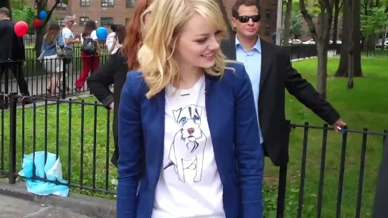 Emma Stone And Andrew Garfield At The Boys And Girls Club In Brooklyn, NY