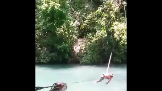 Girl Bounces on Slackline