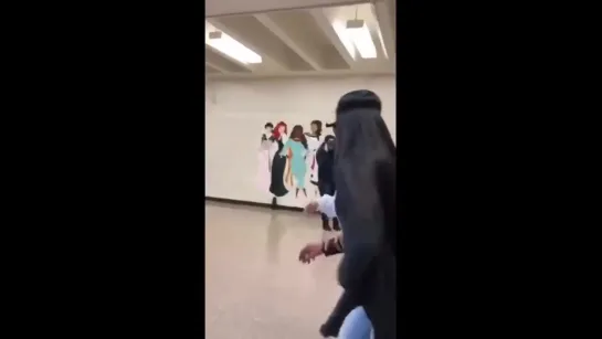 Wrong way! Girl slams herself against the wall