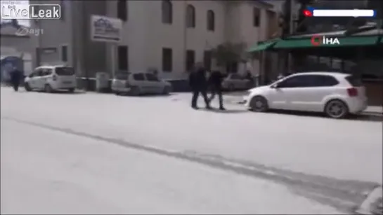 Car drove on Galatasaray fans during warm-up before Fenerbahce match