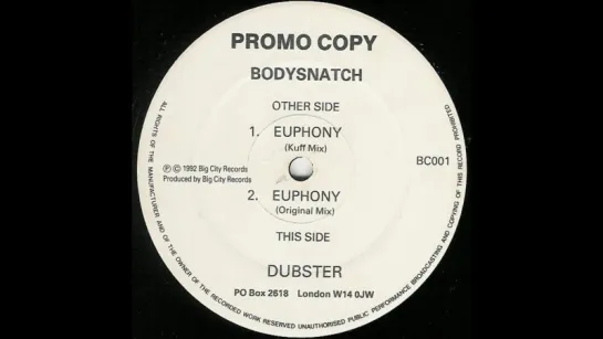 Bodysnatch - Euphony (Just 4 U London) (Original Mix) (1992) #VKLive: