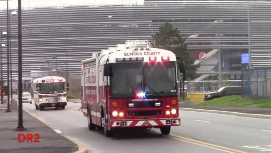 21 Medical Ambulance Buses Responding Into The Staging Area At A MCI Drill 4-25-17