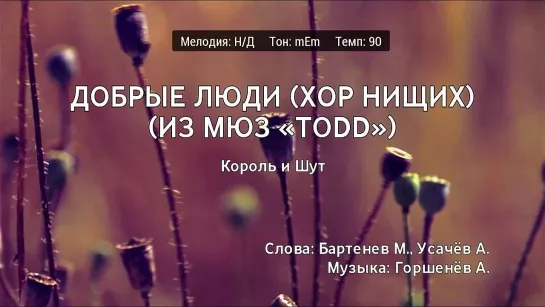 Король и Шут - Добрые Люди (Хор Нищих) (мюзкл TODD) (караоке)