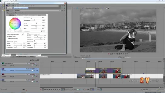Sony Vegas Pro 13 - цветной объект в чёрно-белом видео