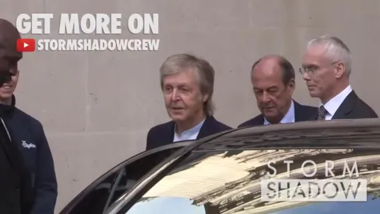 Paul McCartney, Natalia Vodianova leaving Stella McCartney Fashion Show in Paris