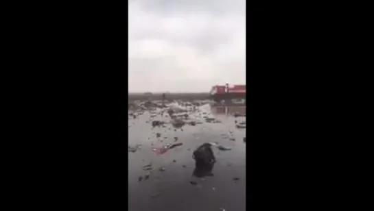 19 марта 2016, Ростов-на-Дону. Видео с места крушения самолёта на территроии аэропорта.