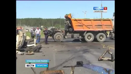 31.05.2016 в Елабужском районе на трассе М7 под Набережными Челнами столкнулись два большегруза.