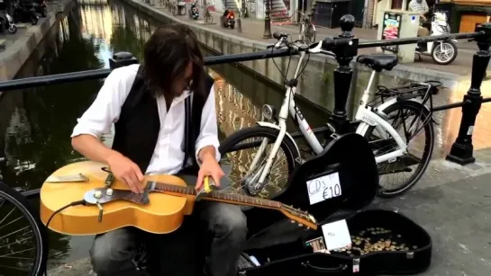 Amazing Blues Slide Guitar Street Musician