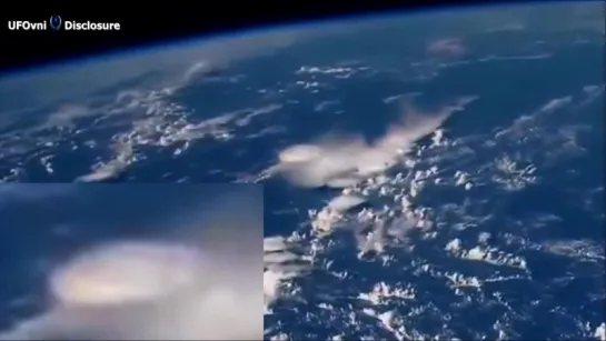 Tether UFO Hiding In Clouds Below Space Station ?