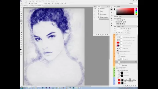 Photoshop CC Обзор - Экшен Pen Sketch