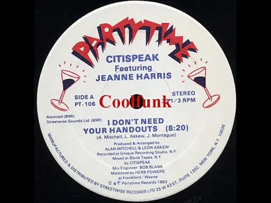 Citispeak Feat Jeanne Harris - I Dont Need Your Handouts (12  Disco-Boogie 1983)