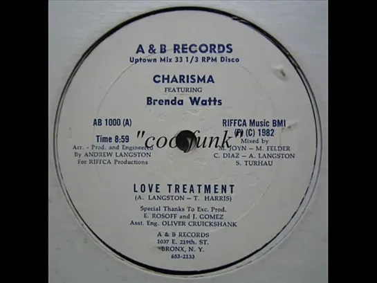 Charisma Feat Brenda Watts - Love Treatment (12  Uptown Mix 1982)