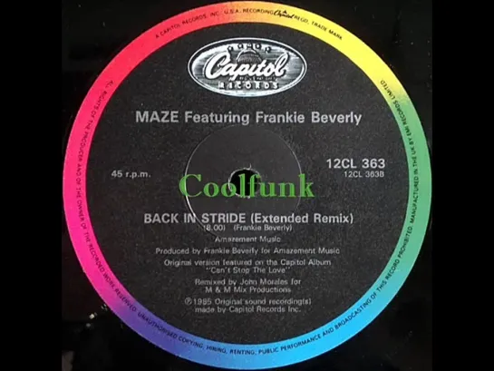 Maze Feat. Frankie Beverly - Back In Stride (12  Extended Remix 1985)