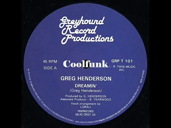 Greg Henderson - Dreamin (12 Inch 1982)