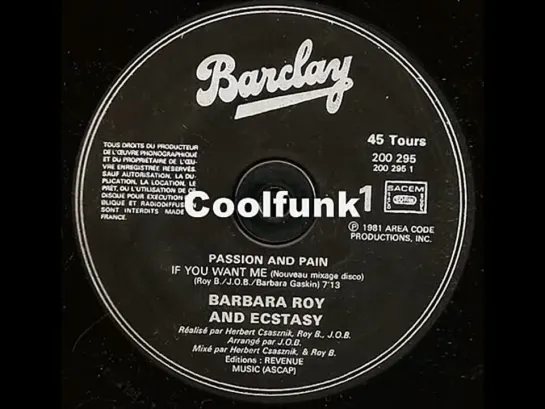 Barbara Roy   Ecstasy - If You Want Me (12  New Disco Mix 1981)