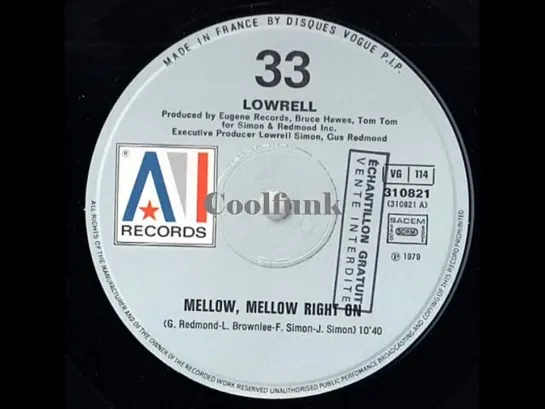 Lowrell - Mellow, Mellow Right On (12 Inch 1979)