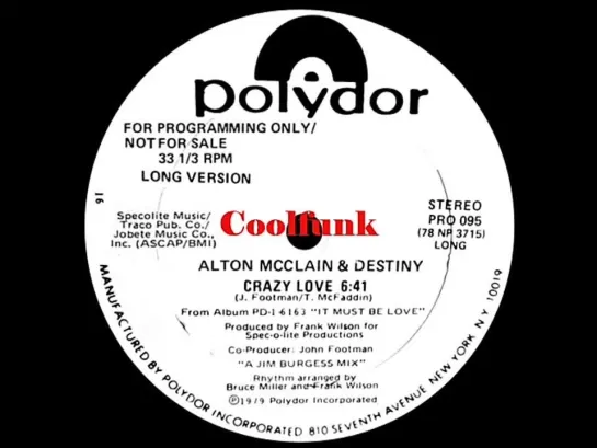 Alton Mcclain  Destiny - Crazy Love (12 Inch 1979)