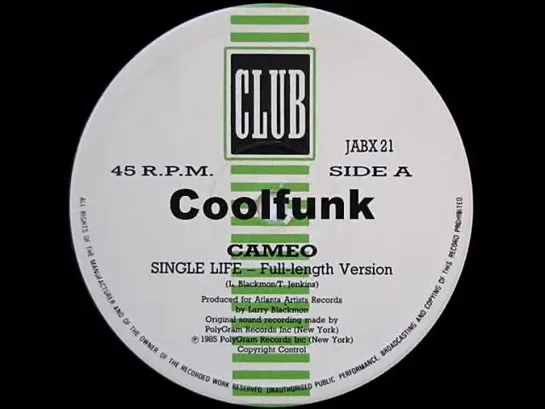 Cameo - Single Life (12  Funk 1985)