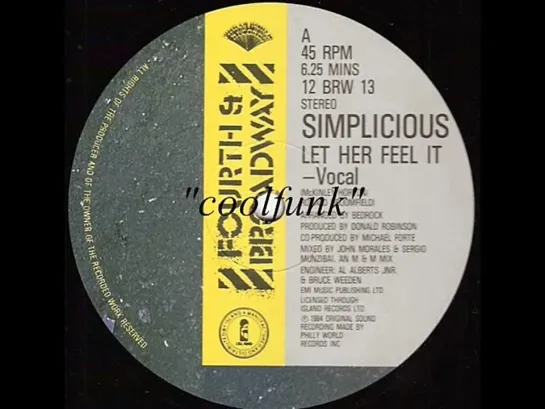 Simplicious - Let Her Feel It (12  Original 1984)