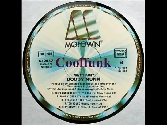 Bobby Nunn - Hangin Out At The Mall (Funk 1983)