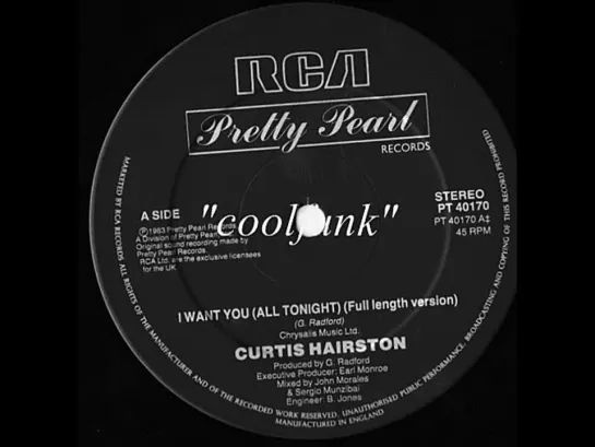 Curtis Hairston - I Want You (All Tonight)     12  Extended 1983