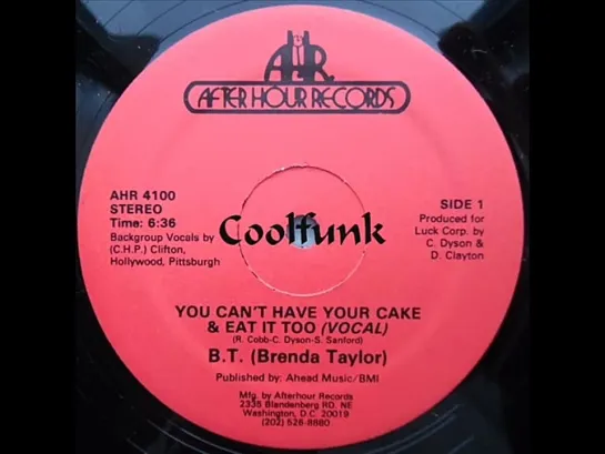 Brenda Taylor - You Cant Have Your Cake And Eat It Too (12  Original Version 1982)