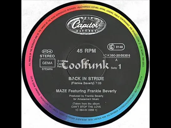 Maze Feat Frankie Beverly - Back In Stride (12  Extended 1985)