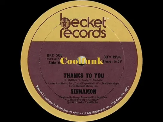 Sinnamon  - Thanks To You (12 Inch 1982)