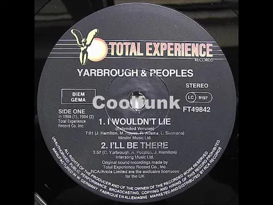 Yarbrough  Peoples -  I Wouldnt Lie  (12  Extended 1986)