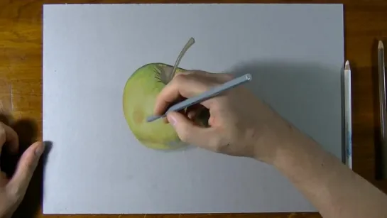 How I Draw a Yellow Apple Realistic Drawing.