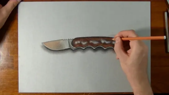 How I Draw a Knife, Really Realistic Drawing.