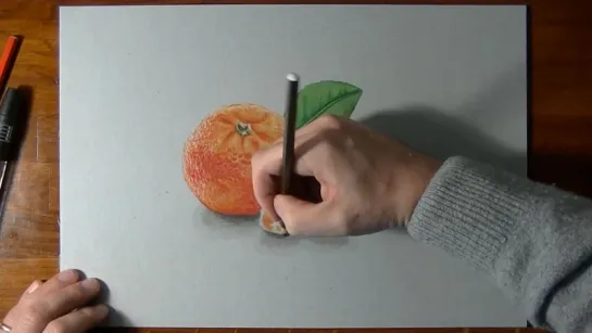 How I Draw a Mandarin Orange - Realistic Drawing.