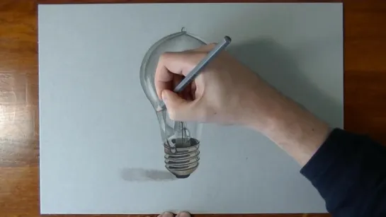 How I Draw a Lightbulb - Realistic Drawing.