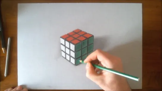 Drawing And Coloring Rubiks Cube 3d Illusion.