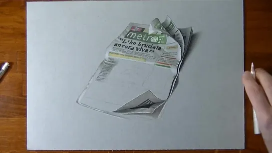 Crazy Realistic Drawing Metro Newspaper.