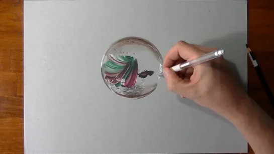 Crazy Realistic Drawning a Marble or Glass Ball.