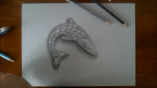 Illusion Drawing Fish Chrome Ornament.