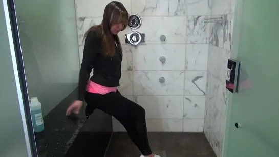 Black leggings shower