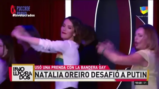 Natalia Oreiro desafió a Putin al lucir una bandera LGBT en Rusia