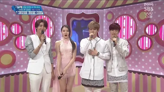 140223 | Sunmi with MC's Suho, Baekhyun & Kwanghee @ SBS Inkigayo