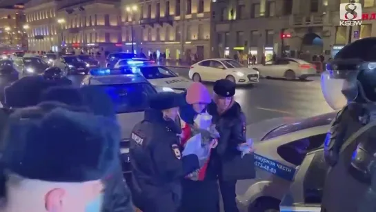 Russians protest the invasion of Ukraine in St. Petersburg. (AP)