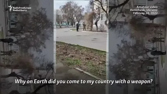 Ukrainian Woman In Emotional Confrontation With Armed Occupier